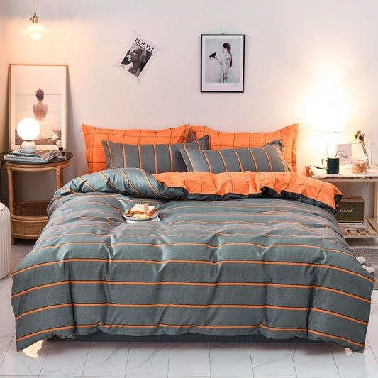 Abstract Geometric Zigzag Bedding Set in Blue and Orange