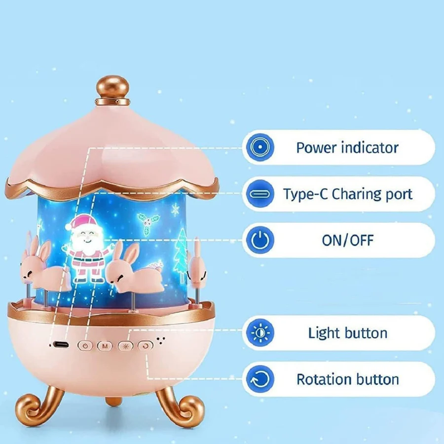 Kids Night Light Projector with Bluetooth Music and Rotating Scenes