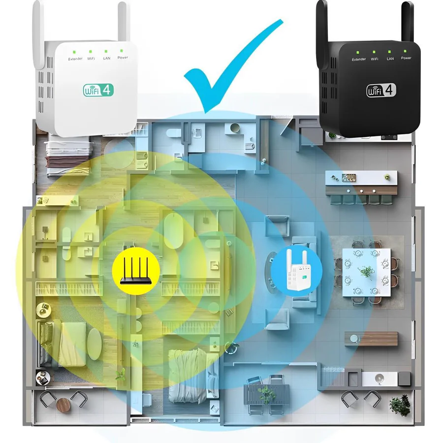 Long Range WiFi Repeater with Dual Antennas and 300Mbps Speed