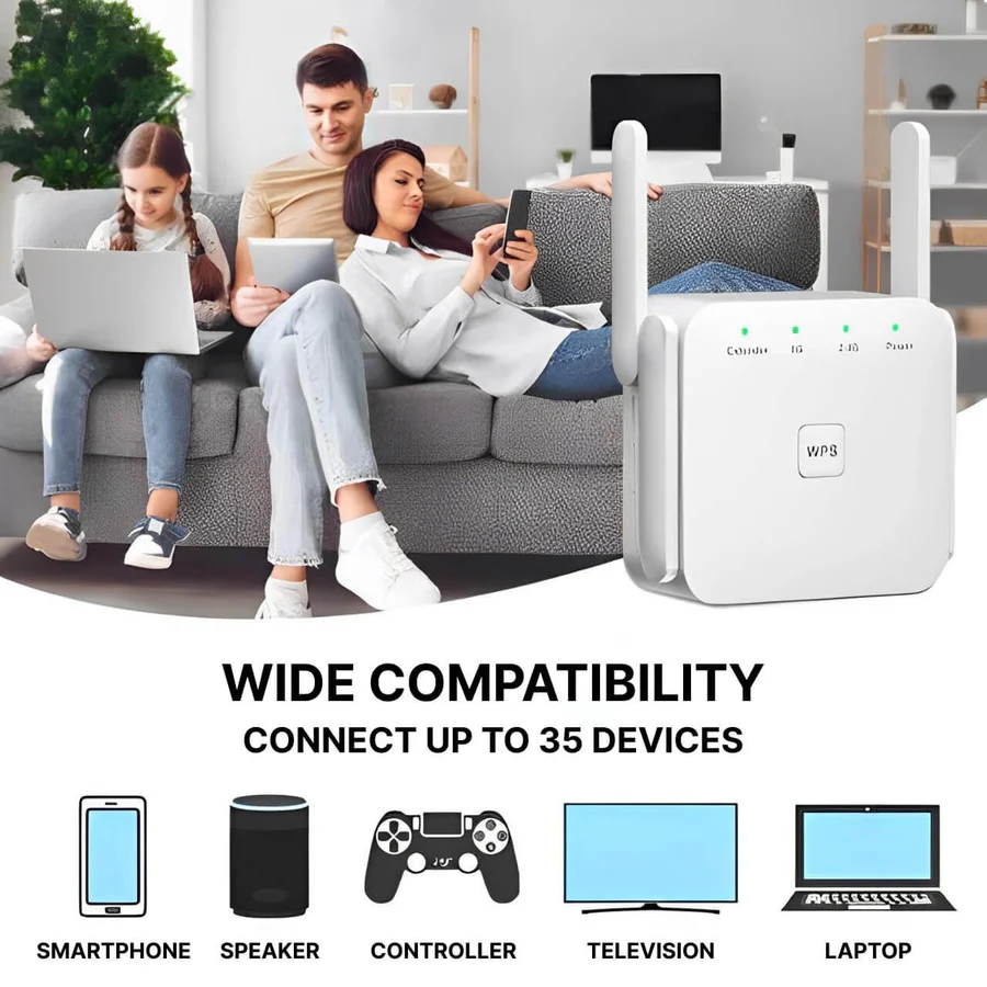 Long Range WiFi Repeater with Dual Antennas and 300Mbps Speed