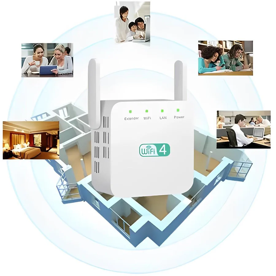 Long Range WiFi Repeater with Dual Antennas and 300Mbps Speed