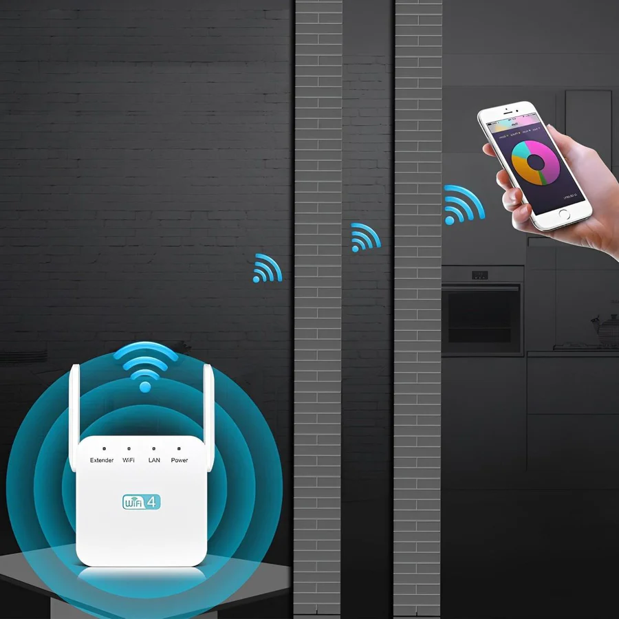 Long Range WiFi Repeater with Dual Antennas and 300Mbps Speed