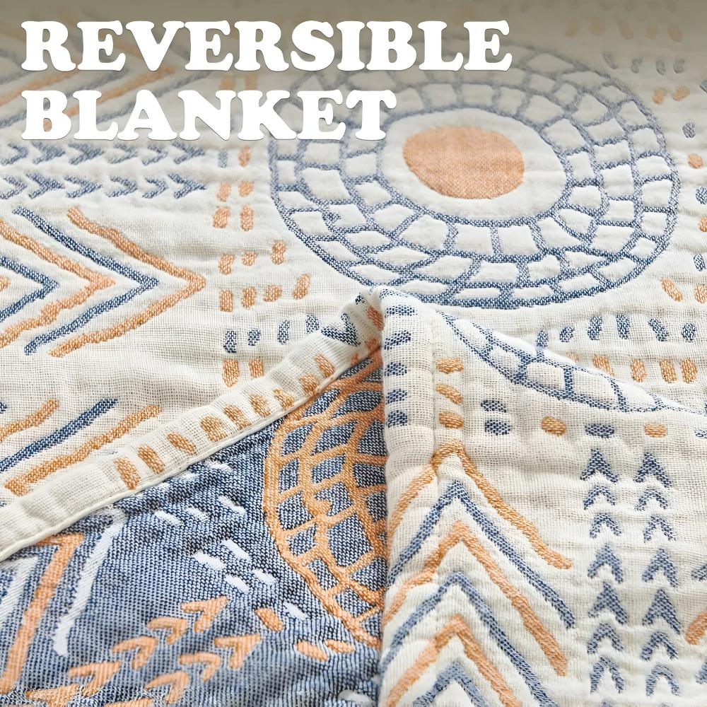 Reversible Cotton Throw Blanket for Cozy Comfort