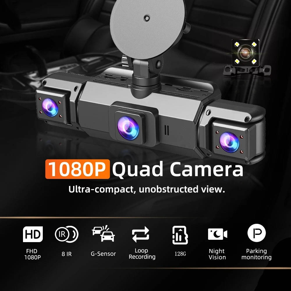 Wireless Front and Rear Car Dash Cam with Night Vision and Mobile App