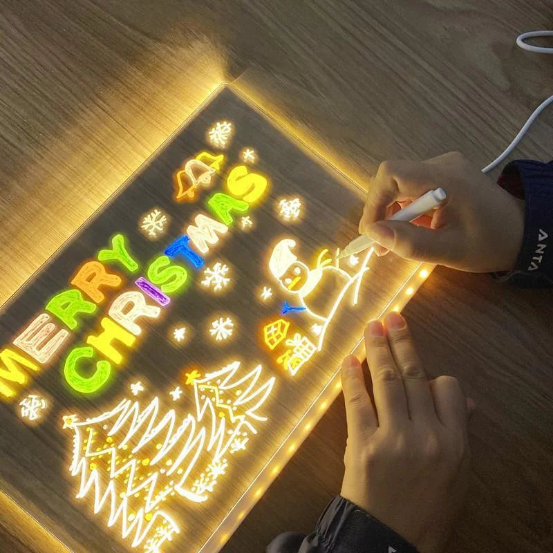 LED Dry Erase Memo Board with Adjustable Tripod and 7 Color Pens