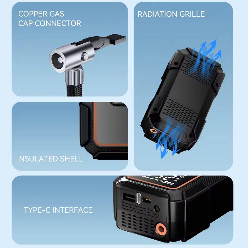 6000A Portable Car Jump Starter with 150 PSI Air Compressor and LED Light