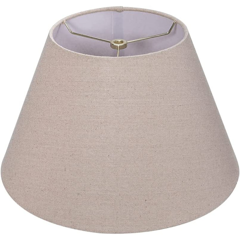 Medium Barrel Linen Lampshade for Table and Floor Lamp, White, Handmade