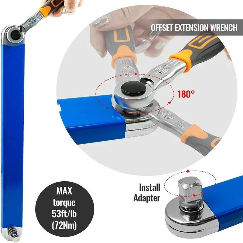 15.4 Inch Slim Extension Wrench with 3 Adapters