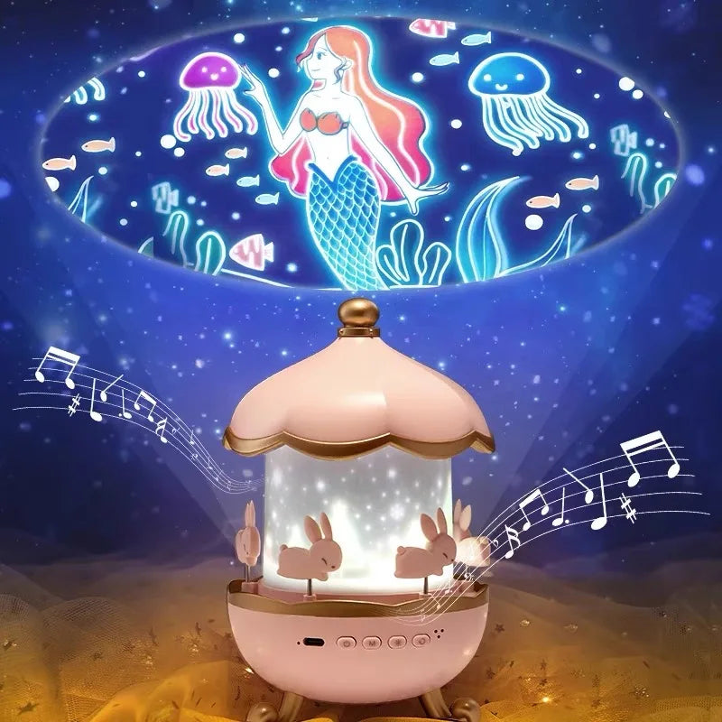Star Projector Night Light with Bluetooth Speaker and 360° Rotation