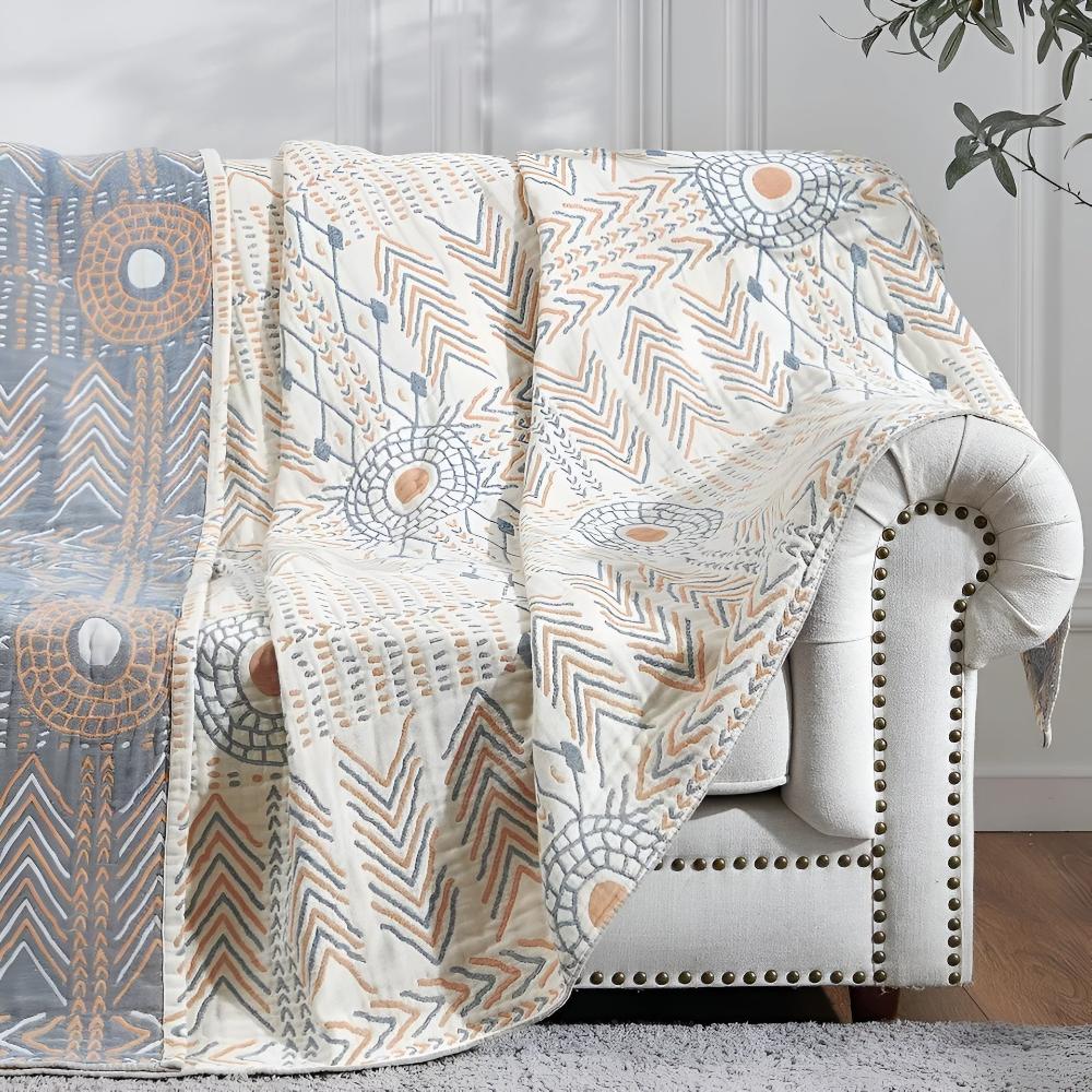 Reversible Cotton Throw Blanket for Cozy Comfort