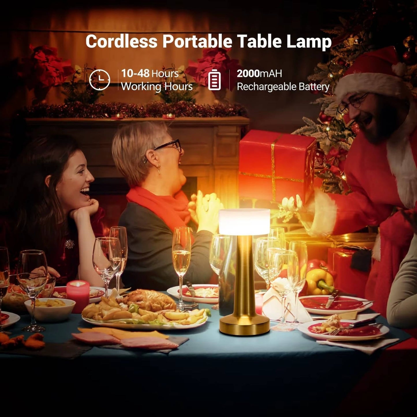 Cordless Rechargeable LED Table Lamp with Touch Sensor and Metal Base