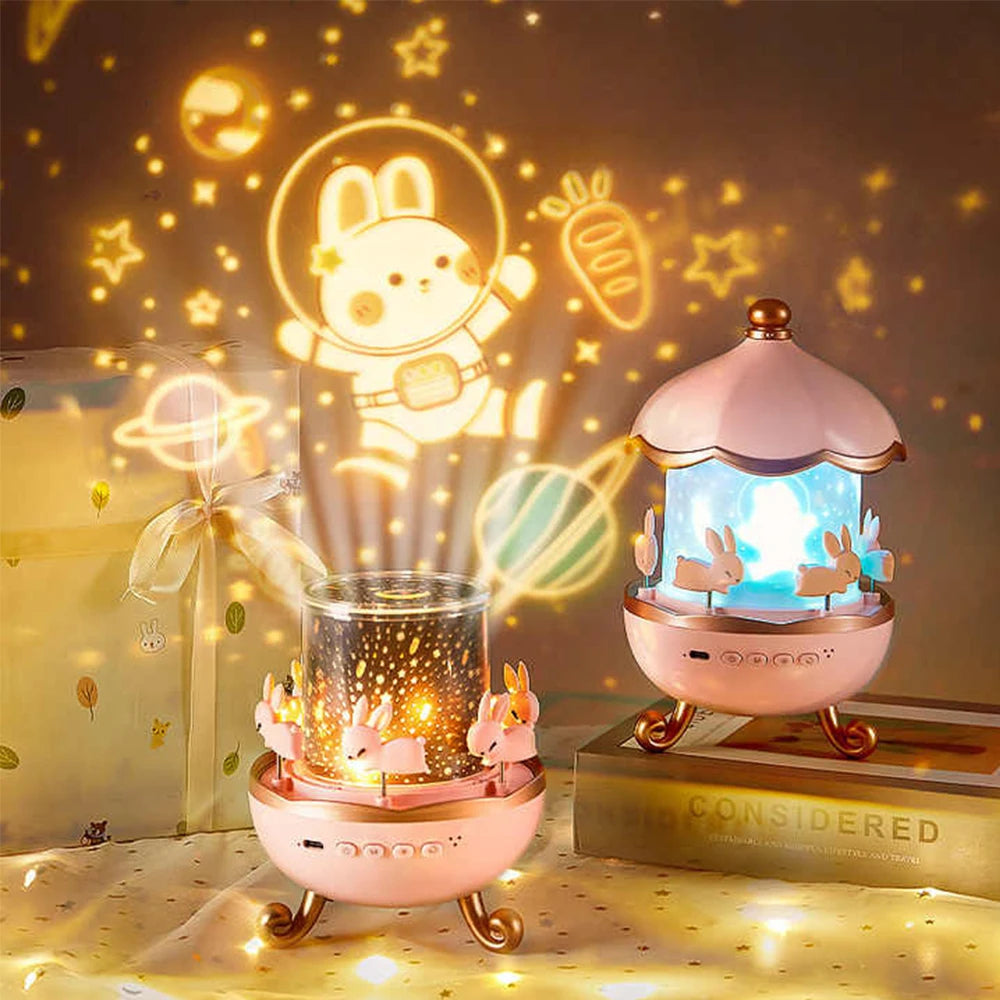 Star Projector Night Light with Bluetooth Speaker and 360° Rotation