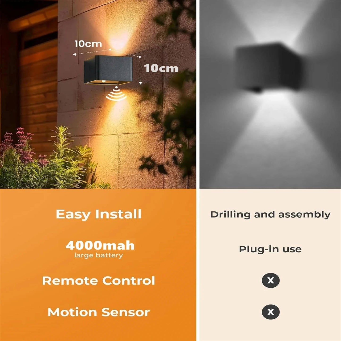 Rechargeable Indoor Wall Light with Motion Sensor and Remote Control