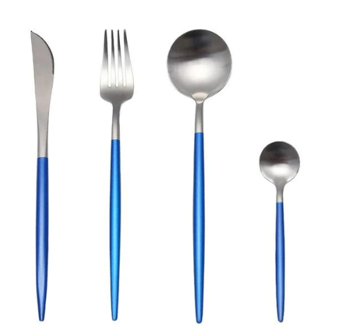 Luxurious 24-Piece Gold and Silver Stainless Steel Cutlery Set