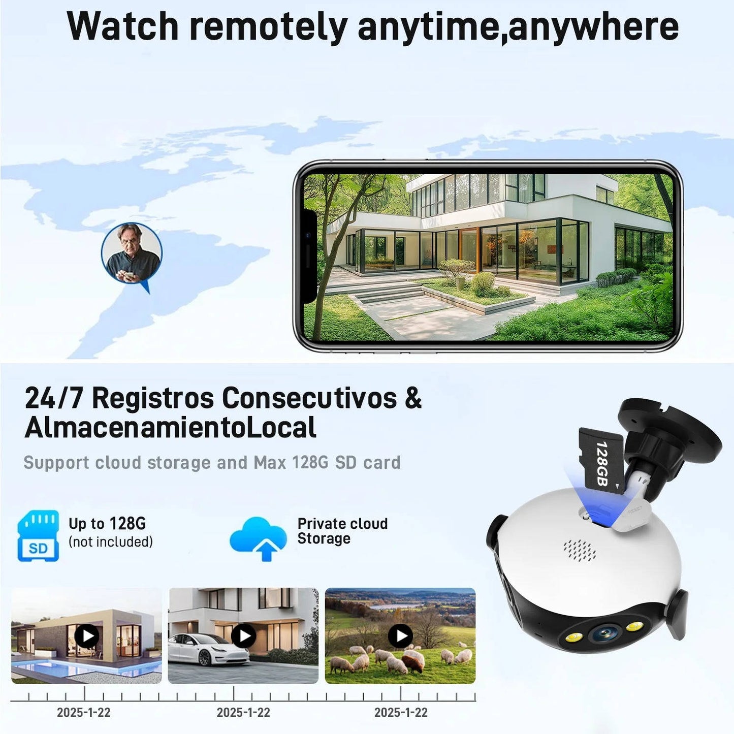 4K 180 Degree Outdoor WiFi Security Camera with Night Vision and Motion Detection