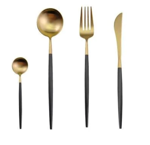 Luxurious 24-Piece Gold and Silver Stainless Steel Cutlery Set