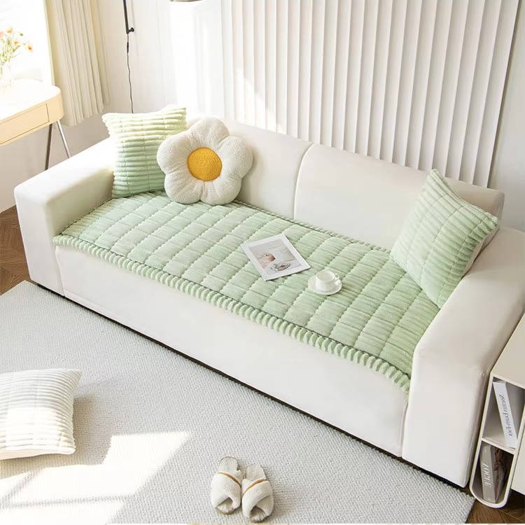 Non-Slip Fuzzy Pet Couch Cover for 2-3 Cushion Sofas, Washable Furniture Protector