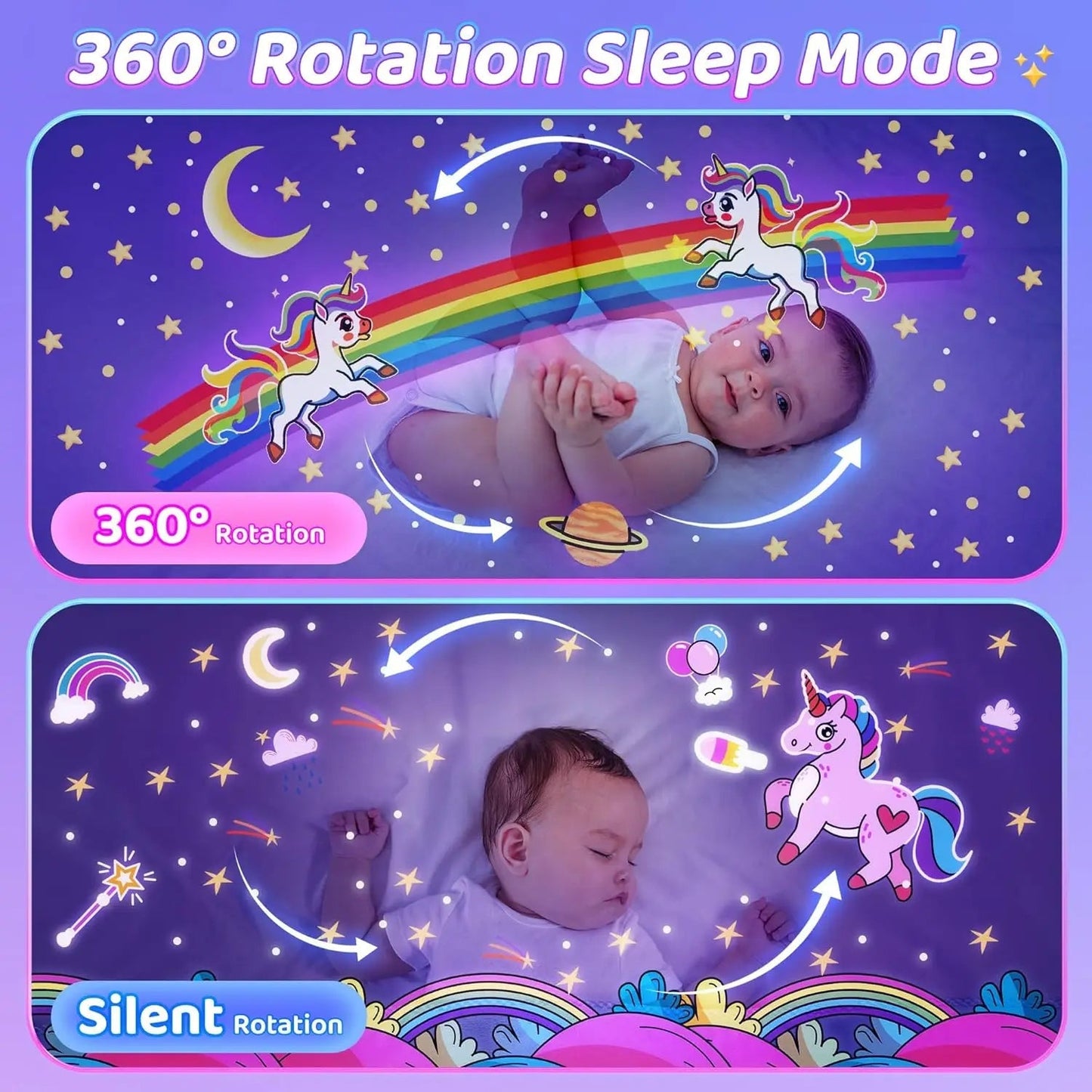 Star Projector Night Light with Bluetooth Speaker and 360° Rotation