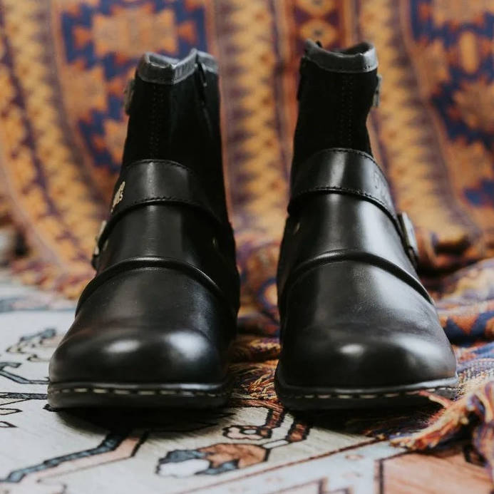 Men's Vintage Buckled Slip-On Ankle Boots
