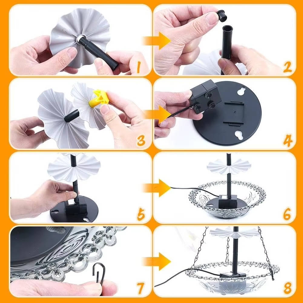 Solar Hanging Bird Bath Fountain with Two-Tier Waterfall