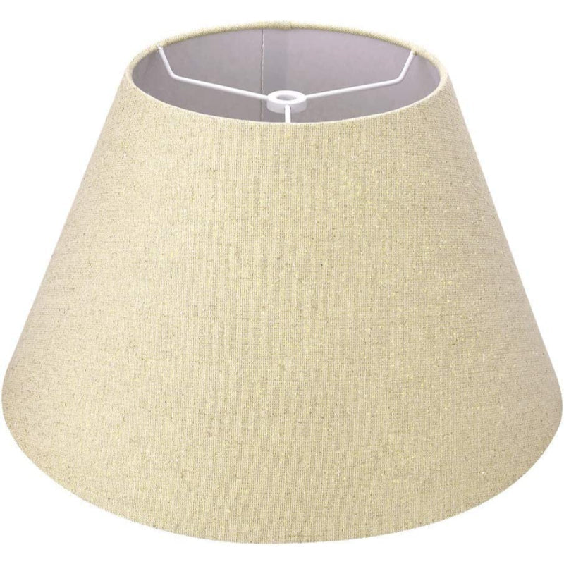Medium Barrel Linen Lampshade for Table and Floor Lamps, White, Handmade