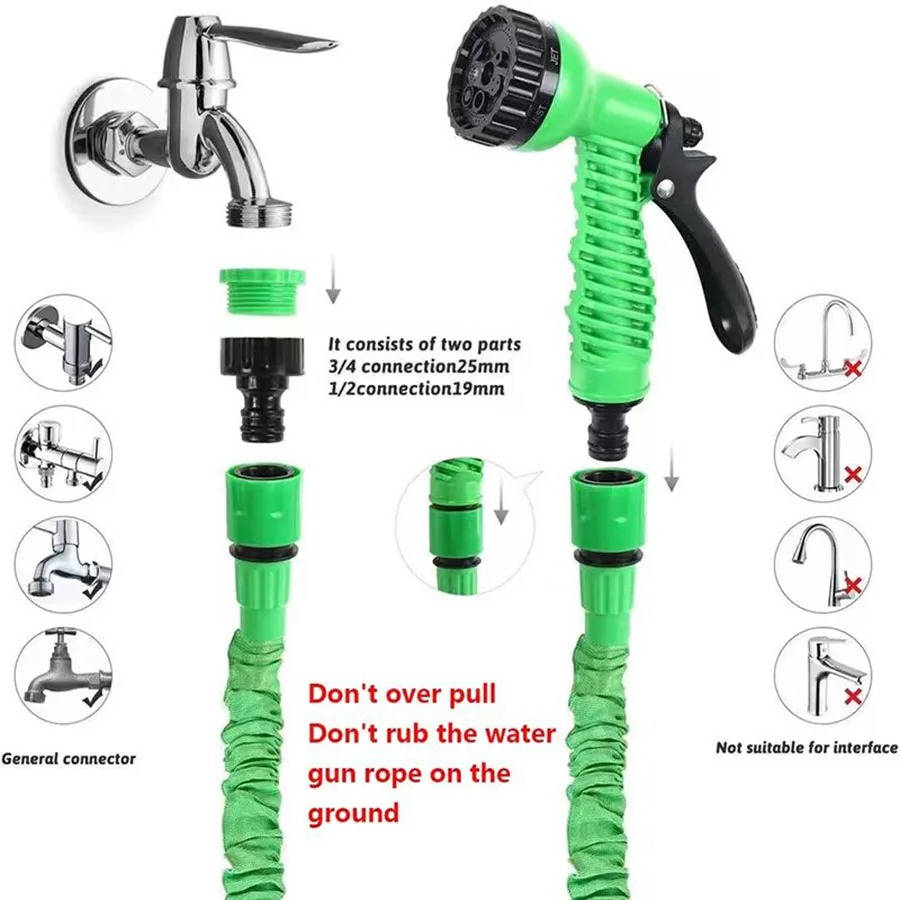Expandable Garden Hose with 7 Spray Modes and Universal Connectors