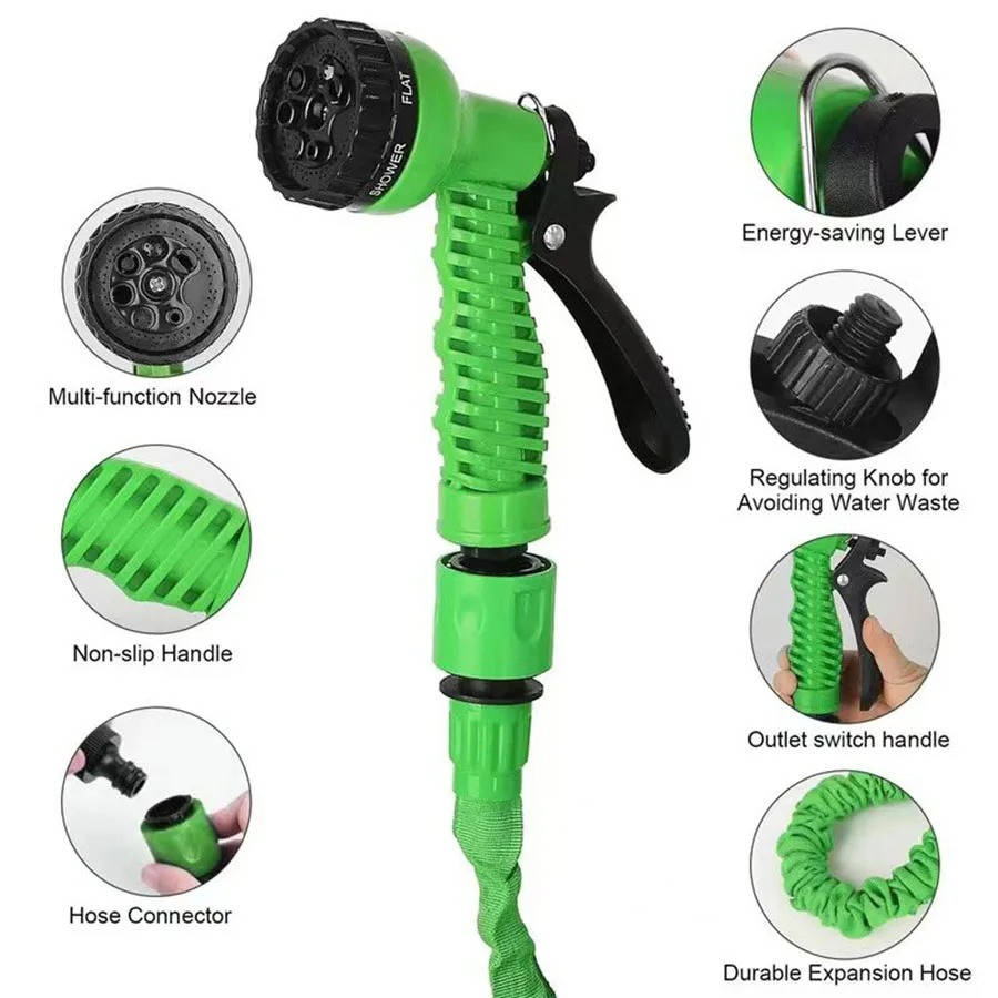 Expandable Garden Hose with 7 Spray Modes and Universal Connectors