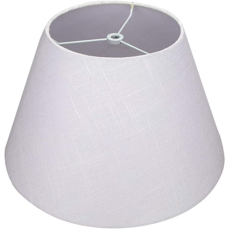 Medium Barrel Linen Lampshade for Table and Floor Lamps, White, Handmade