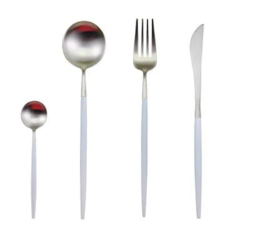 Luxurious Gold and Silver Stainless Steel Cutlery Set 24-Piece