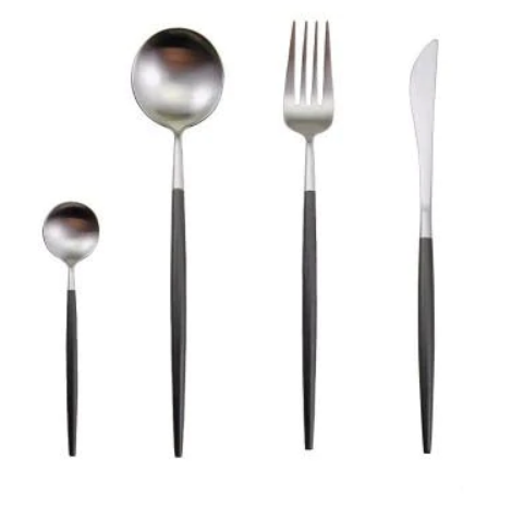 Luxurious 24-Piece Gold and Silver Stainless Steel Cutlery Set