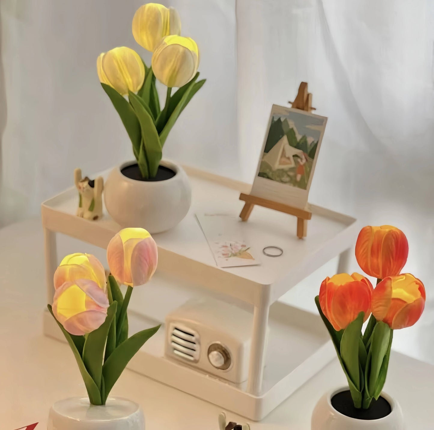 LED Color Changing Tulip Night Light with Ceramic Vase