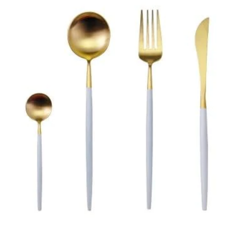 Luxurious Gold and Silver Stainless Steel Cutlery Set 24-Piece