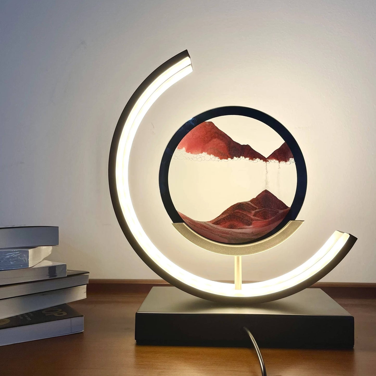 Moving Sand Art with Adjustable Light and 360-Degree Rotation