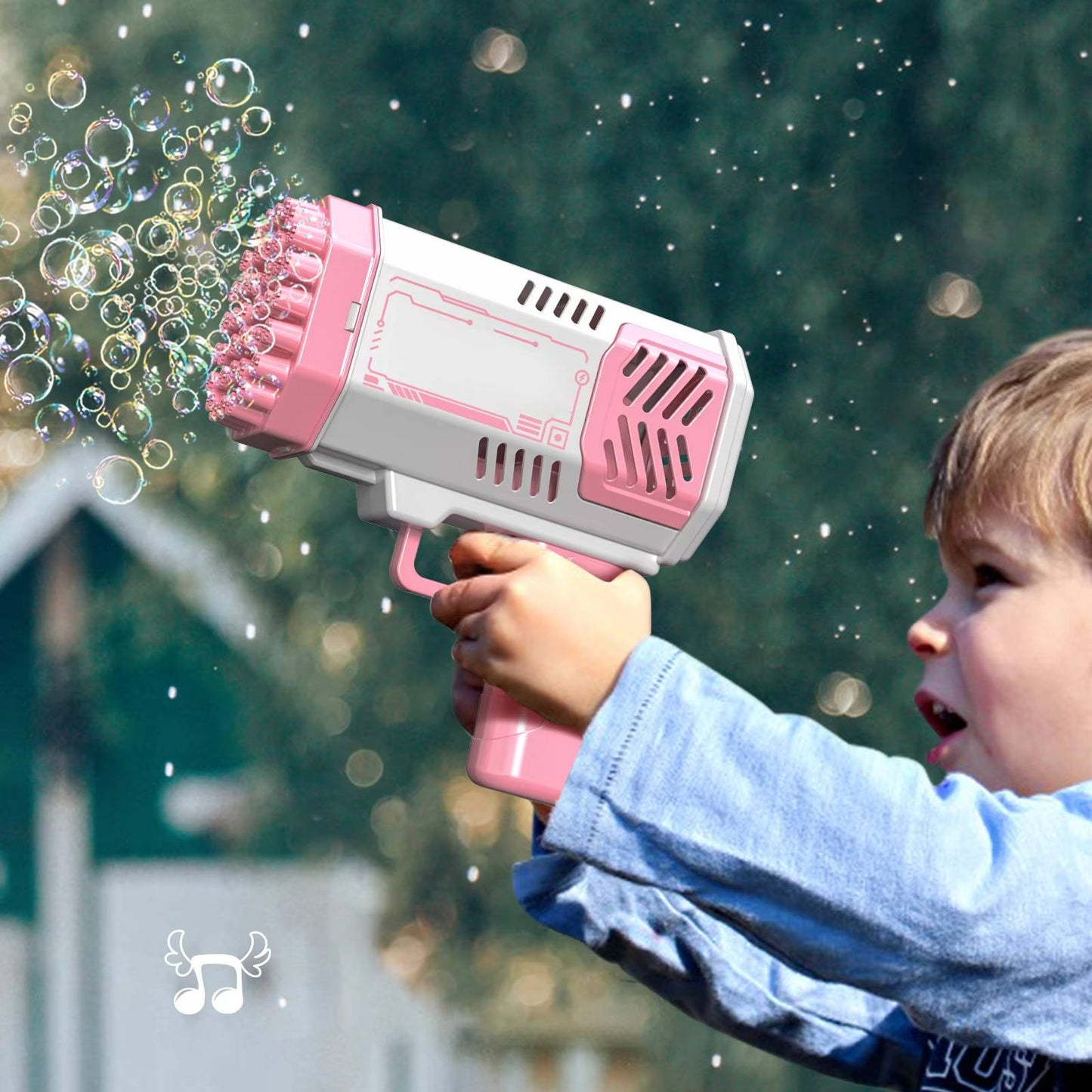 40 Hole LED Bubble Blaster Gun, Gatling Style Automatic Bubble Maker for Kids 3+