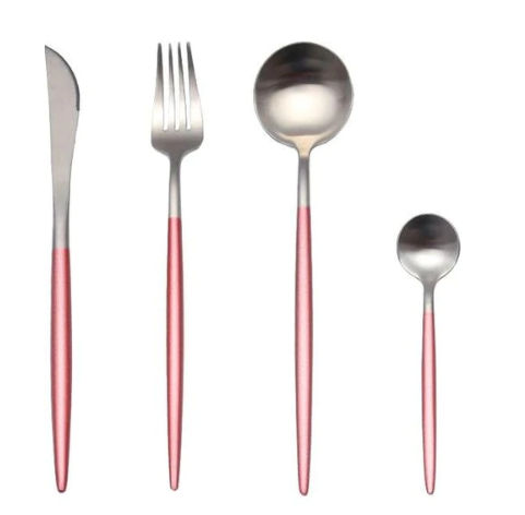 Luxurious Gold and Silver Stainless Steel Cutlery Set 24-Piece