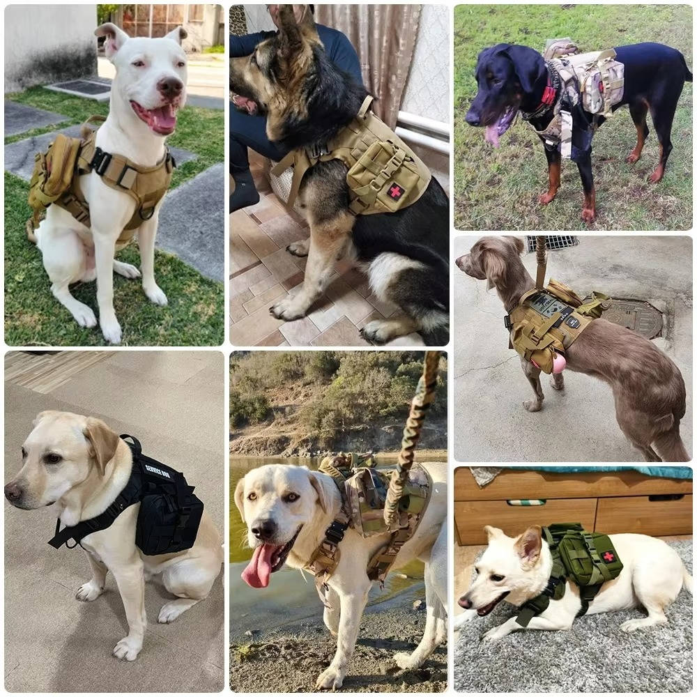 Adjustable Tactical Dog Vest Harness with Leash and Collar for Medium to Large Breeds
