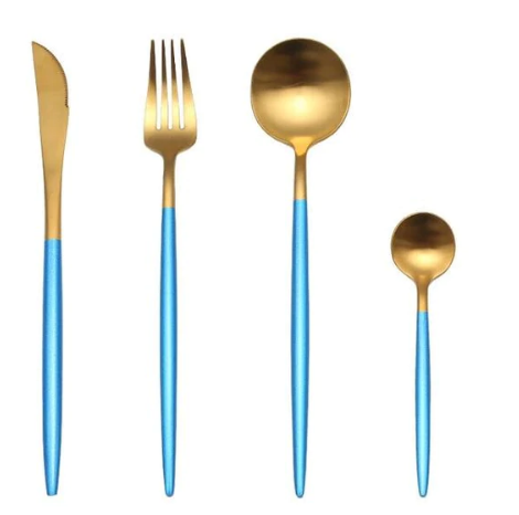 Luxurious 24-Piece Gold and Silver Stainless Steel Cutlery Set