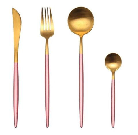 Luxurious Gold and Silver Stainless Steel Cutlery Set 24-Piece