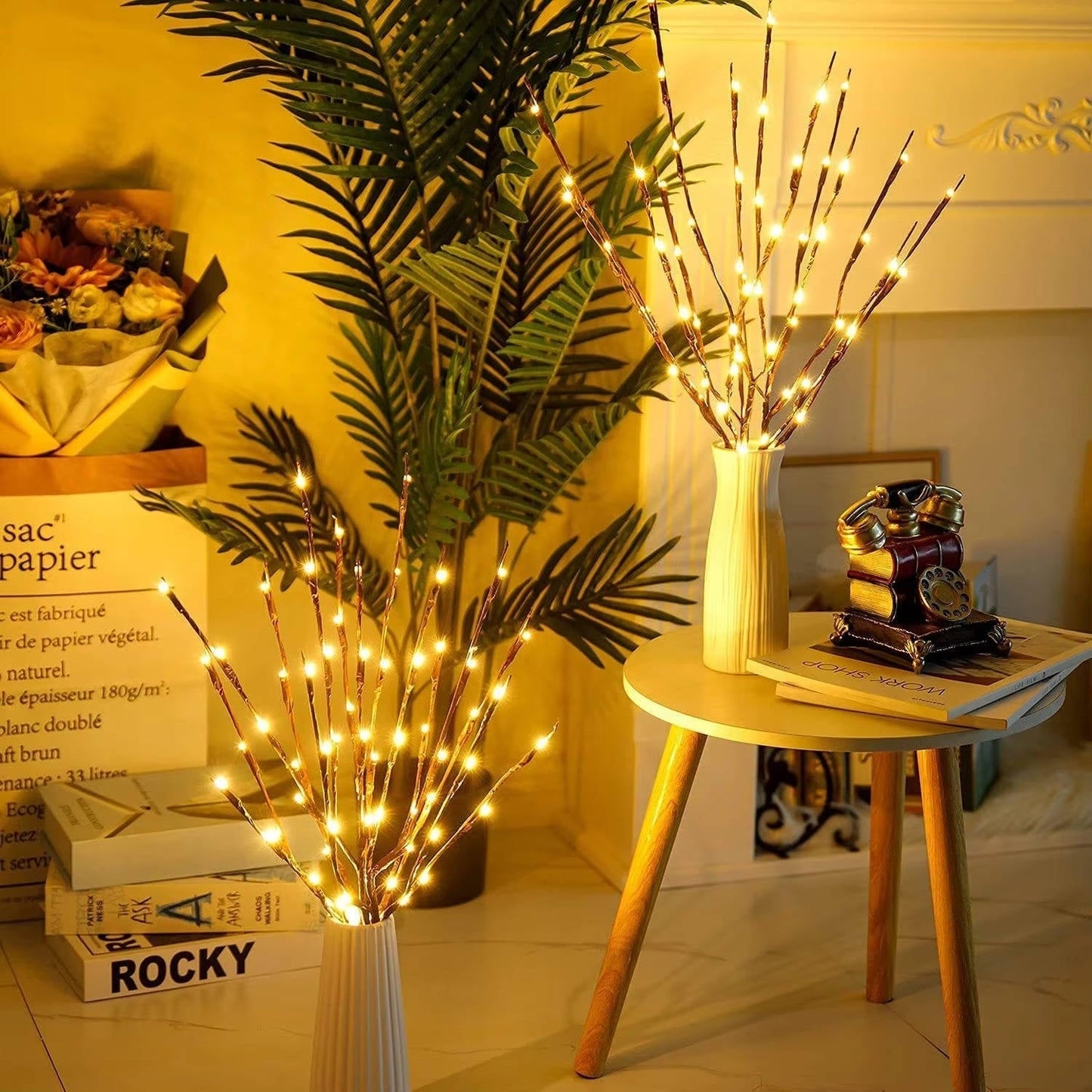 USB Powered Prelit Twig Lights with 60 Warm White LEDs