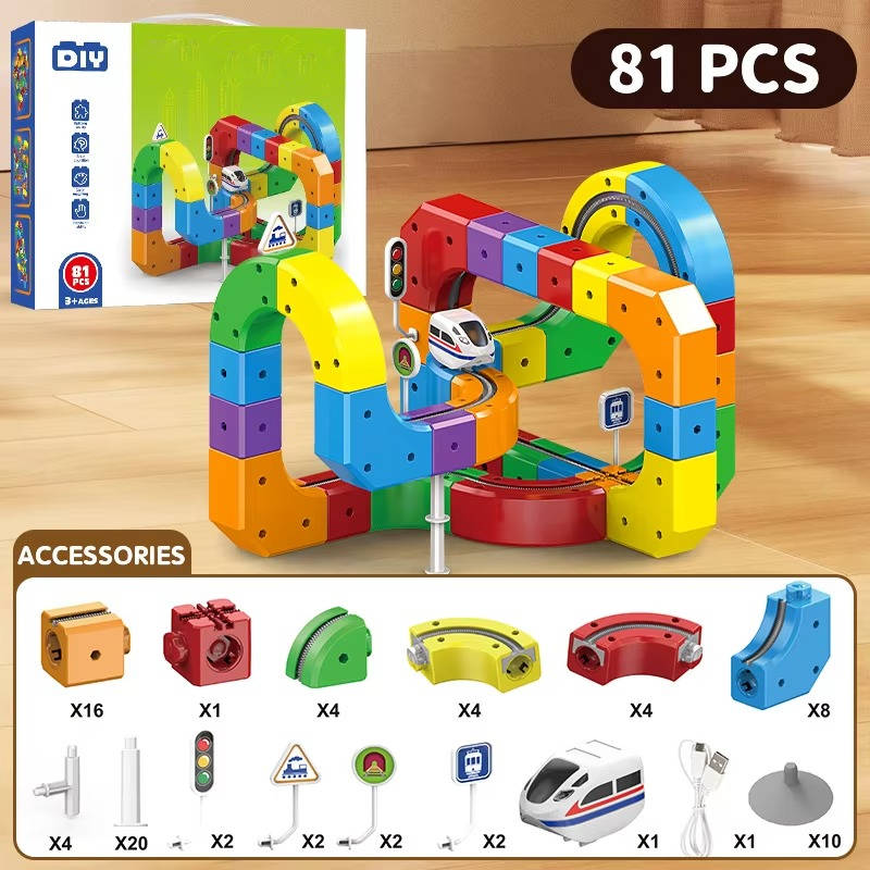 Magnetic Train Track Building Set with Rechargeable Electric Train