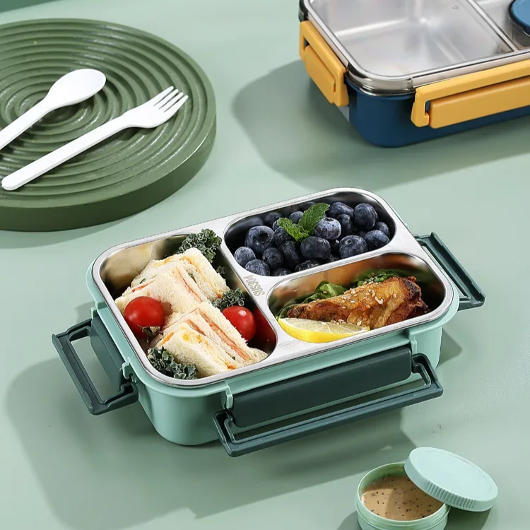 Insulated Stainless Steel Lunch Box with Divided Compartments