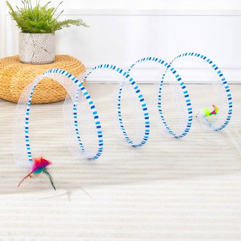 Collapsible Cat Hunting Toy with Feather Bell and Plush Mouse