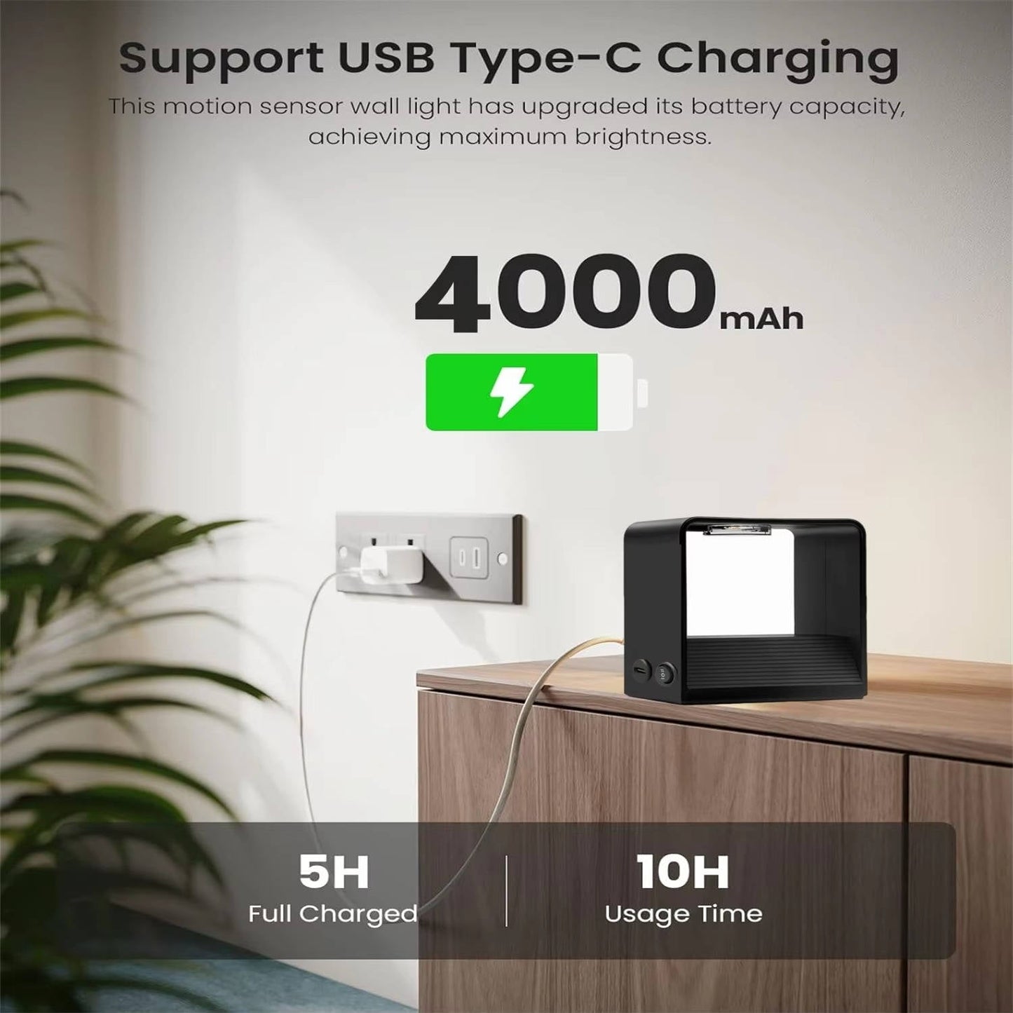 Rechargeable Indoor Wall Light with Motion Sensor and Remote Control