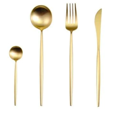 Luxurious Gold and Silver Stainless Steel Cutlery Set 24-Piece