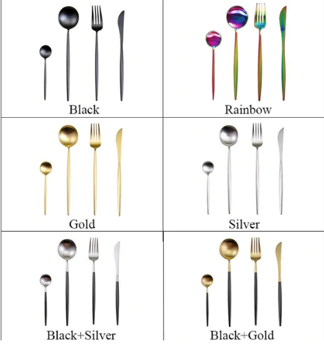 Luxurious Gold and Silver Stainless Steel Cutlery Set 24-Piece