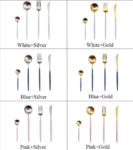 Luxurious Gold and Silver Stainless Steel Cutlery Set 24-Piece