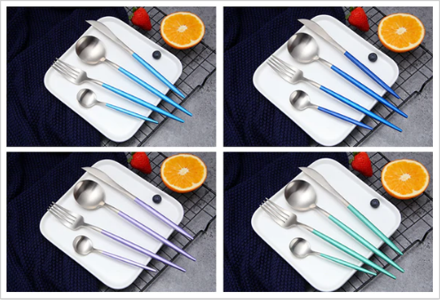 Luxurious 24-Piece Gold and Silver Stainless Steel Cutlery Set