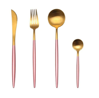 Luxurious 24-Piece Gold and Silver Stainless Steel Cutlery Set