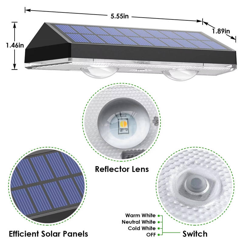Solar LED Outdoor Fence Lights with 8 Color Modes, Waterproof Garden Lighting