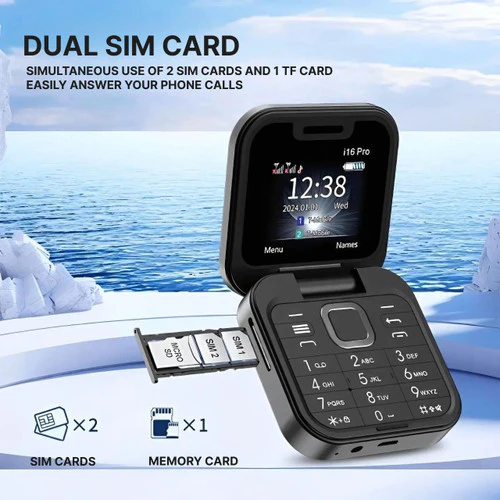 Foldable Dual SIM Flip Phone with Tactile Keypad